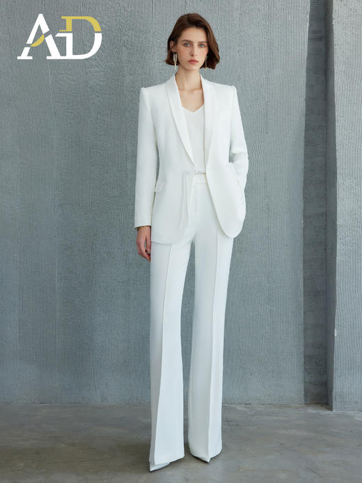 AD白色西装外套女高级感醋酸缎面新中式国风西服套装2024秋季新款 商品图4