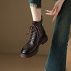 【预售5天】软厚底女士马丁靴新款秋冬复古圆头手抓纹羊皮粗中跟交叉绑带短靴MLJ&C53 商品缩略图2