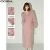 COCOBELLA治愈系闪光纱粉色针织长裙气质温柔V领连衣裙MZ3011 商品缩略图1