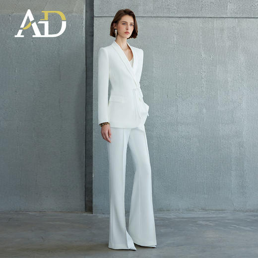 AD白色西装外套女高级感醋酸缎面新中式国风西服套装2024秋季新款 商品图5