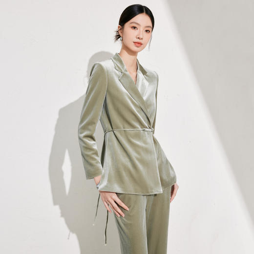 新中式西装套装女2026新款秋冬丝绒职业装 商品图0