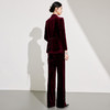 酒红丝绒西装外套女秋冬季显瘦修身新款 商品缩略图7