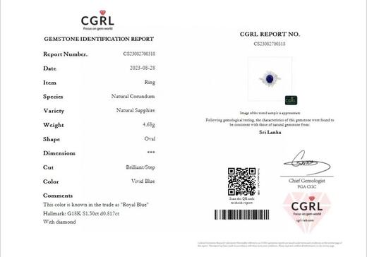 1.5ct刻面蓝宝石戒指 商品图4