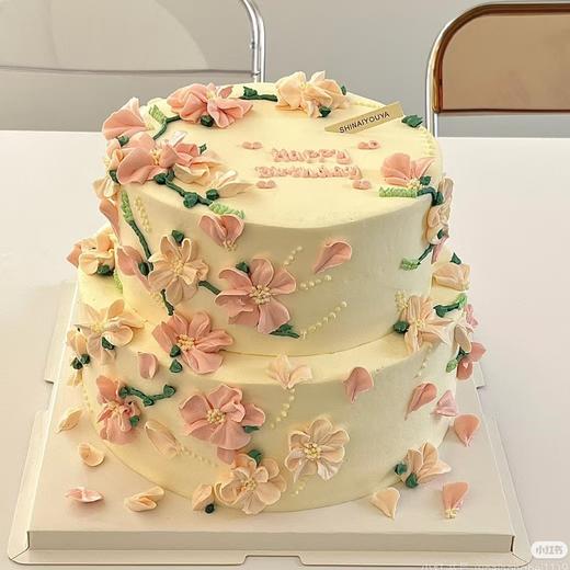 【双层立体裱花蛋糕定制012】 商品图0