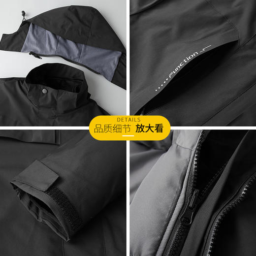 【可拆卸棉衣内胆】【新款DK】大依优型大码三合一户外衣两件套外套可脱卸帽冲锋衣男宽松加肥加大码上衣夹克户外 商品图8