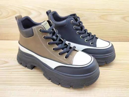 豪行2023秋冬女短靴新款23409007时尚韩版增高显瘦高帮皮鞋女单鞋 商品图2