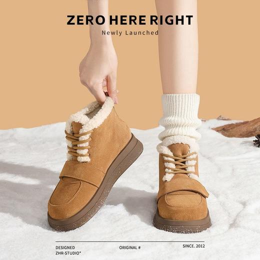 ZHR则则真皮棉鞋女2024冬季新款加绒保暖厚底雪地靴勃肯毛毛鞋女 商品图1