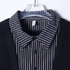 WY711新款时尚个性美式条纹拼接纽扣开衫卫衣休闲百搭宽松上衣 商品缩略图2