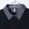 WY728秋冬新款男士假两件翻领纯色创意刺绣设计日系风格宽松百搭上衣 商品缩略图3