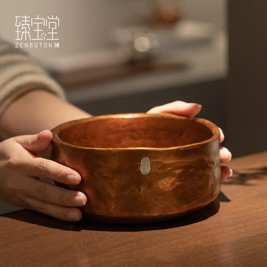 臻宝堂铜建水纯手工锤纹废水茶渣桶中式茶水孟加厚顺意茶洗家用茶具配件 顺意建水 容量约1500ml 商品图4
