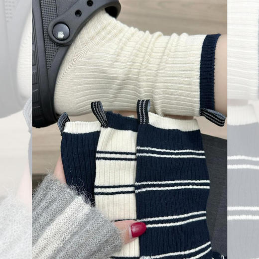 <曾小咸推荐>条纹拼色堆堆袜 日常59/组 活动价39.99！！【预售款，预计3-15天发货】 商品图1