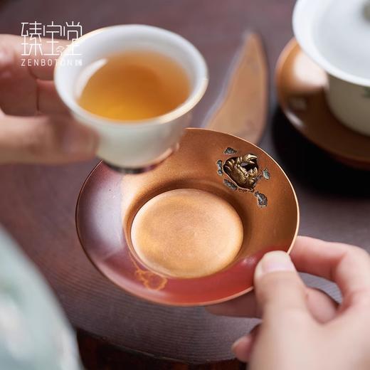 臻宝堂铜茶托纯手工八方来财杯托中式家用功夫茶具茗品隔热杯垫八方来财杯托五片装 商品图4