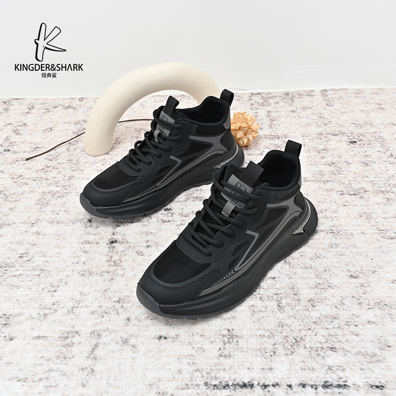 经典鲨2024年冬季新款男士平底系带高帮跑步休闲鞋KW222-D55211