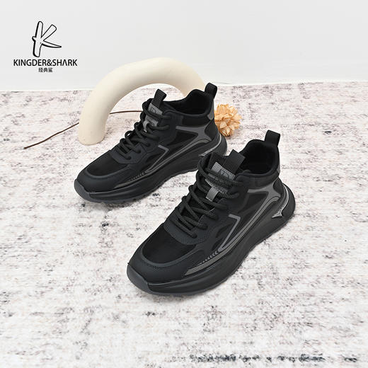 经典鲨2024年冬季新款男士平底系带高帮跑步休闲鞋KW222-D55211 商品图0