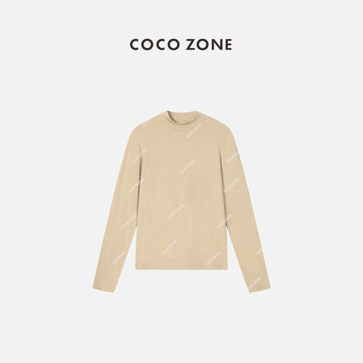 COCO ZONE小立领长袖上衣宽圆领打底衫内搭T恤 23C29943 商品图1