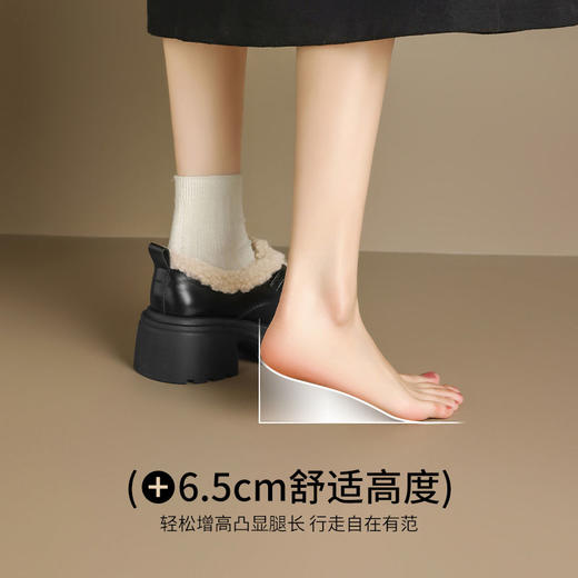 ZHR加绒乐福鞋女保暖厚底jk鞋棉鞋2024新款英伦风小皮鞋增高女鞋 商品图4