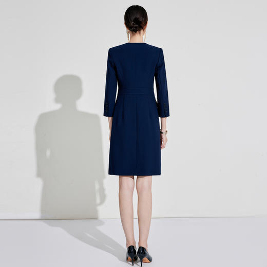 藏青色通勤连衣裙女气质优雅中长款 商品图7