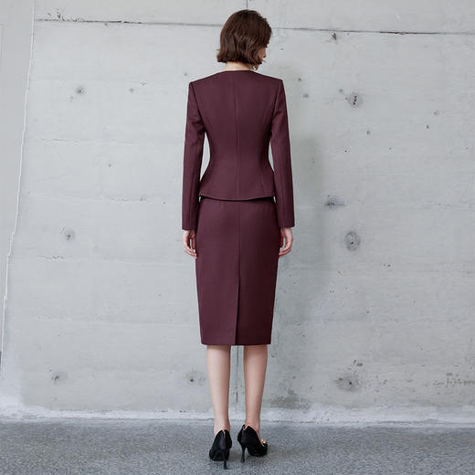 AD安可拉红西装外套女气质高级感修身圆领面试套装职场通勤两件套 商品图4