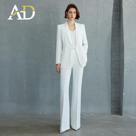 AD白色西装外套女高级感醋酸缎面新中式国风西服套装2024秋季新款 商品图6