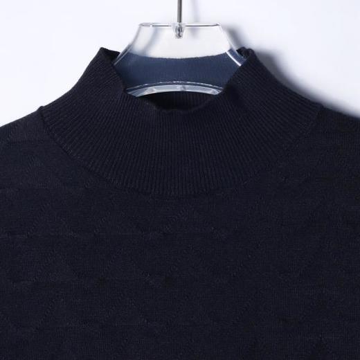 MY174新款男士暗纹半高领长袖宽松日系风格高级感纯色针织百搭 商品图2