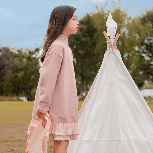 【宽松的版型，包容性敲大】百搭女童毛衣裙 秋装新款中大童中长款裙子 儿童打底毛衣针织连衣裙-QQ 商品图2