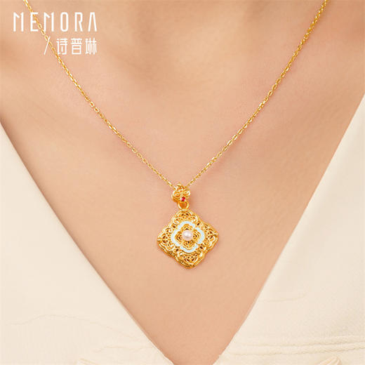 【任选3件1998元】如意四叶草吊坠 黄色18K金中国风珍珠四合如意挂坠女士礼物MEMORA诗普琳KPE02601（线上专供） 商品图2