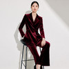 酒红丝绒西装外套女秋冬季显瘦修身新款 商品缩略图0