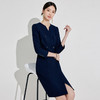藏青色通勤连衣裙女气质优雅中长款 商品缩略图1