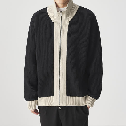 墨麦客男装 远红外升温 针织夹克冬季新款撞色保暖立领开衫外套男 商品图1