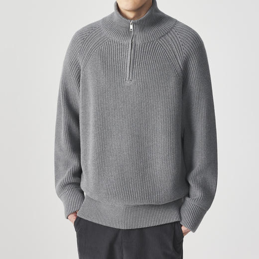 墨麦客男装 远红外升温 半高领针织衫冬季新款保暖立领拉链毛衣男 商品图0