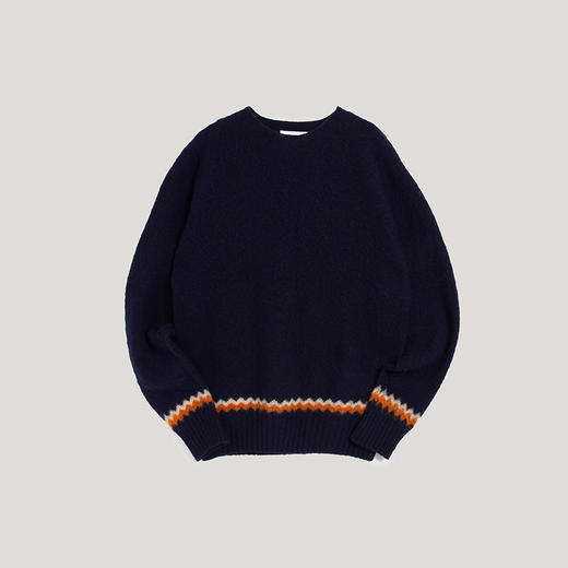 YMC SUEDEHEAD ZIG ZAG CREW KNIT 英国羊羔毛提花针织男装毛衣 商品图3