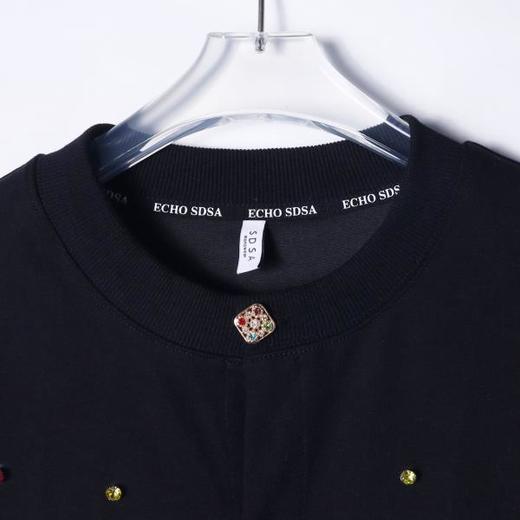 秋冬新款男士圆领彩钻纽扣纯色百搭日系风格长袖宽松时尚开衫上衣 商品图3