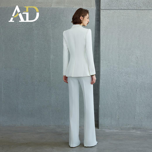 AD白色西装外套女高级感醋酸缎面新中式国风西服套装2024秋季新款 商品图9