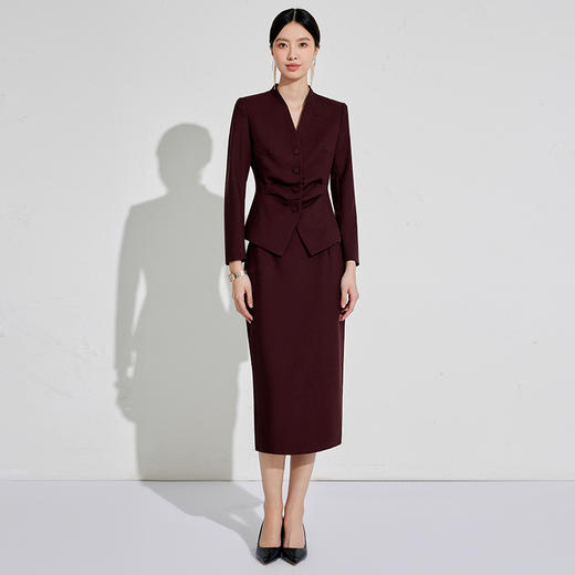 正式场合设计感主持人安可拉红单排扣 商品图6