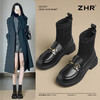 ZHR则则时尚百搭弹力靴2024秋冬新款加绒袜靴瘦瘦靴女靴乐福短靴 商品缩略图0