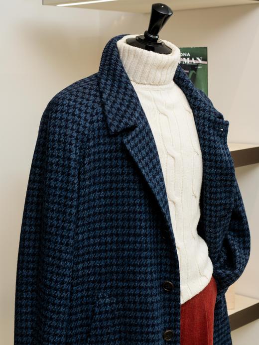 Orazio Luciano 蓝色千鸟格插肩袖大衣 商品图3