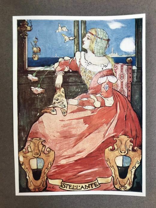 约20世纪早期 意大利传奇与故事集 凯瑟琳·卡梅伦12幅彩色手工贴图 布脊精装18开 商品图9