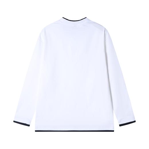 T1897新款时尚个性刺绣黑白撞色假两件套头百搭长袖T恤休闲上衣 商品图4