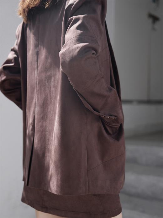 LIYIHAN 进口面料24冬新款麂皮廓形分割西装外套女高级宽松设计感 商品图5
