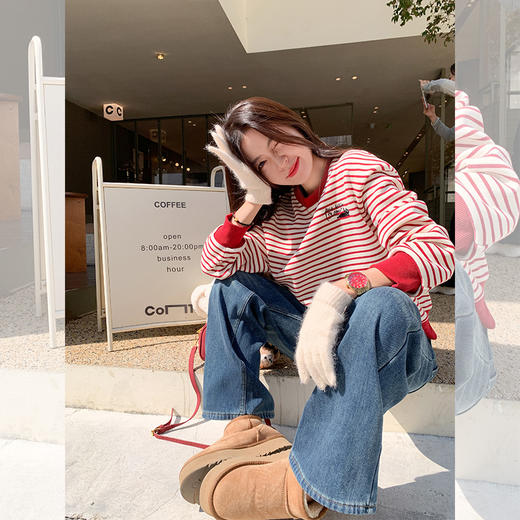 <曾小咸推荐>3.24现货秒杀 ！微信超特价！条纹加绒卫衣 日常159.99 立减80 秒杀79.99！！ 商品图1