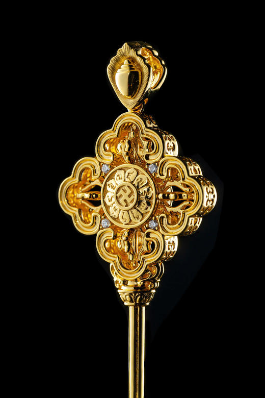 心门之钥·18K金镶钻金刚杵钥匙吊坠 特价 商品图3