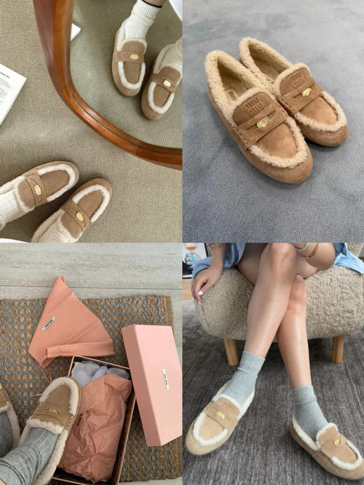 MIU-SH 羊羔毛金币豆豆鞋 商品图0