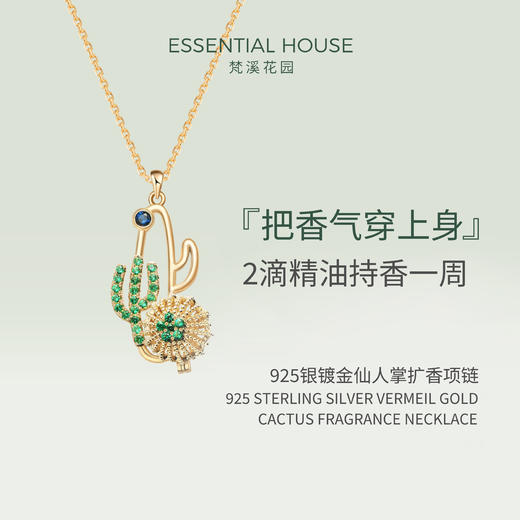 925银镀金仙人掌扩香项链 商品图0