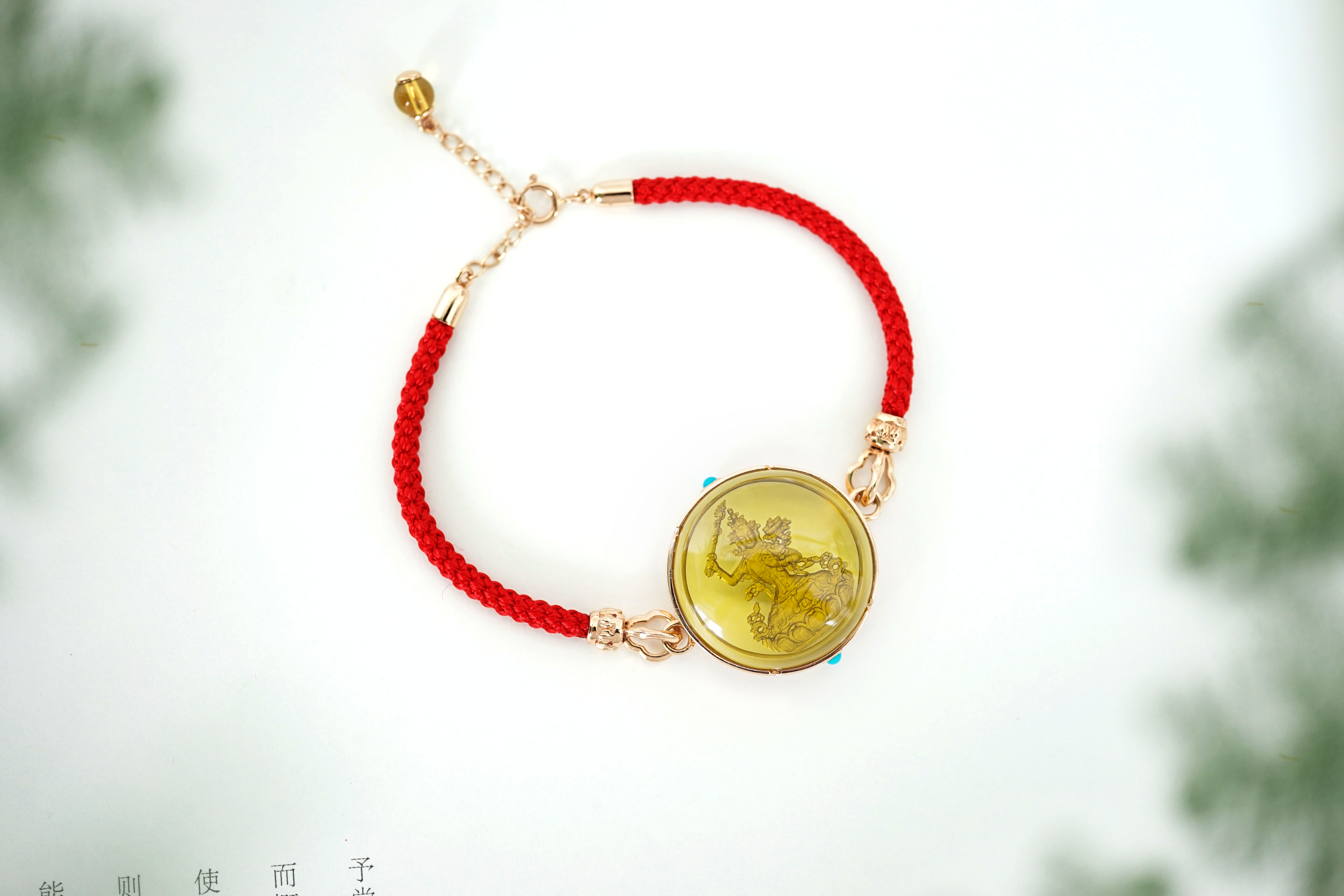 文殊菩萨·18K镶钻红色手链 特价