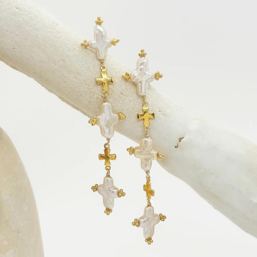 北京仓｜Elise Tsikis-Hellenica-希腊女神 长 珍珠 耳钉［法国设计师］ 商品图1