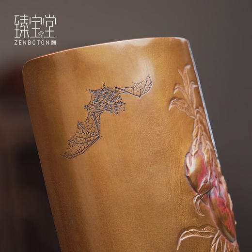 【样品特惠4折，仅1件，无货退款】臻宝堂铜茶荷纯手工浮雕赏茶醒茶器中式功夫茶具六君子单茶则茶道配件 福寿茶则 商品图3