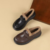 西村名物2024秋冬新品百搭舒适防滑真皮加绒一脚蹬乐福鞋女毛毛鞋T24DM47221 商品缩略图0