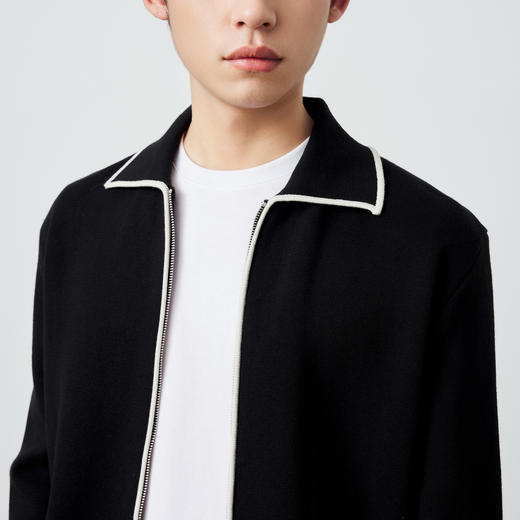 墨麦客撞色针织开衫男士2024春季新款宽松百搭微阔夹克外套男潮流 商品图2