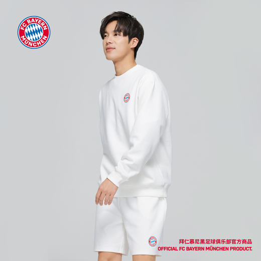 【官方正版】拜仁慕尼黑足球俱乐部｜白色华夫格卫衣短裤套装休闲运动百搭 商品图3