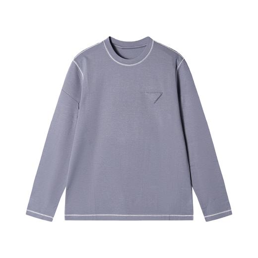 秋冬新款男士圆领纯色明线倒三角时尚韩版商务风宽松打底时尚卫衣 商品图1